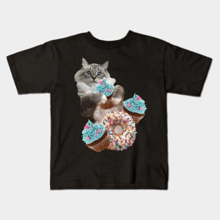 Donut Cupcake Cat Kids T-Shirt